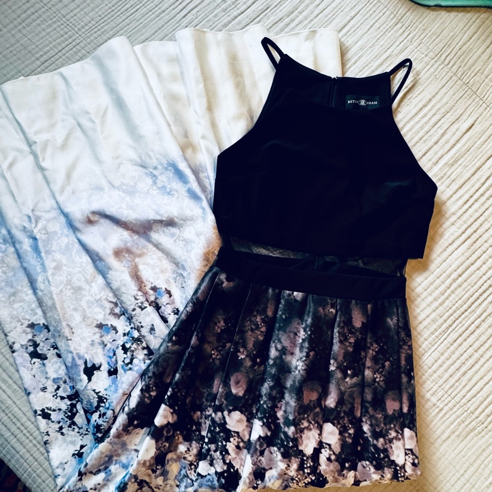 Betsy & Adam Black and White Floral Dress